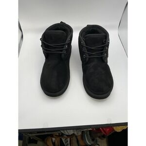 Knockoffs Black Suede Shearling Lined Lace Up Booties Women's Size 7